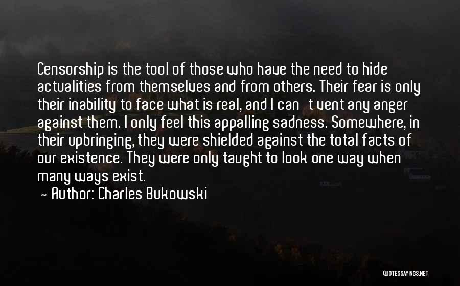 Charles Bukowski Quotes: Censorship Is The Tool Of Those Who Have The Need To Hide Actualities From Themselves And From Others. Their Fear