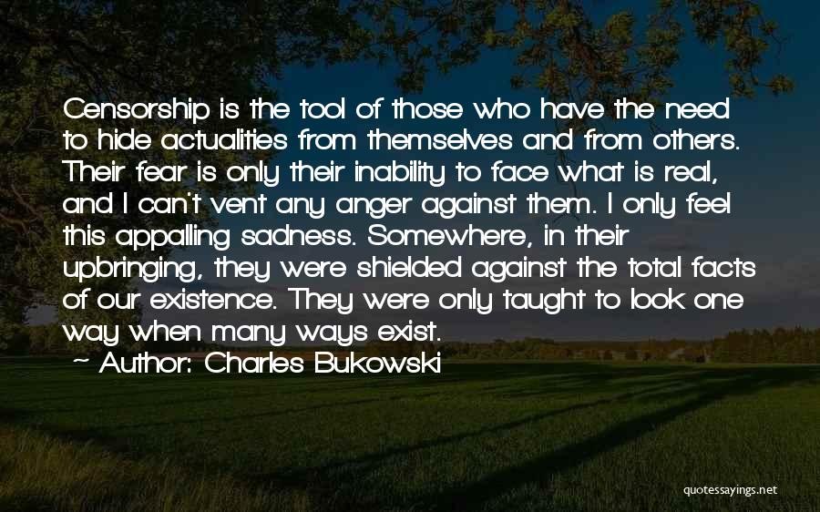 Charles Bukowski Quotes: Censorship Is The Tool Of Those Who Have The Need To Hide Actualities From Themselves And From Others. Their Fear
