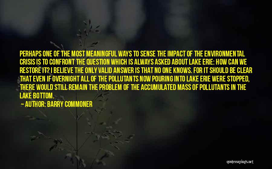 Barry Commoner Quotes: Perhaps One Of The Most Meaningful Ways To Sense The Impact Of The Environmental Crisis Is To Confront The Question