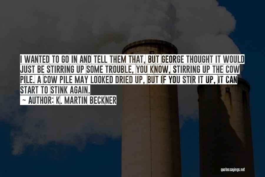 K. Martin Beckner Quotes: I Wanted To Go In And Tell Them That, But George Thought It Would Just Be Stirring Up Some Trouble,