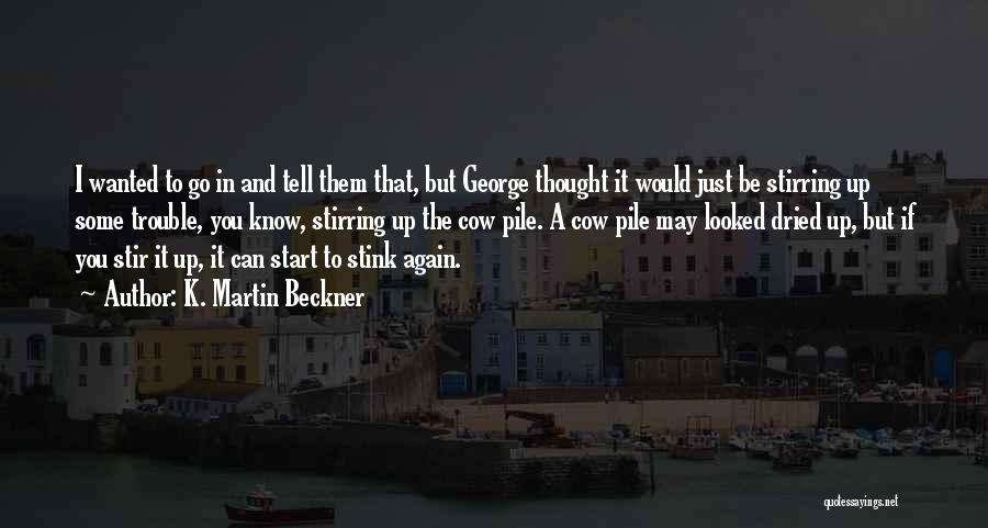 K. Martin Beckner Quotes: I Wanted To Go In And Tell Them That, But George Thought It Would Just Be Stirring Up Some Trouble,