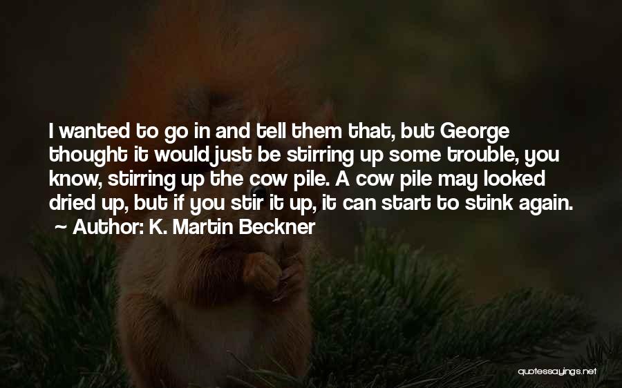 K. Martin Beckner Quotes: I Wanted To Go In And Tell Them That, But George Thought It Would Just Be Stirring Up Some Trouble,