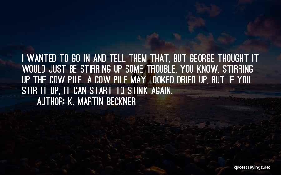 K. Martin Beckner Quotes: I Wanted To Go In And Tell Them That, But George Thought It Would Just Be Stirring Up Some Trouble,