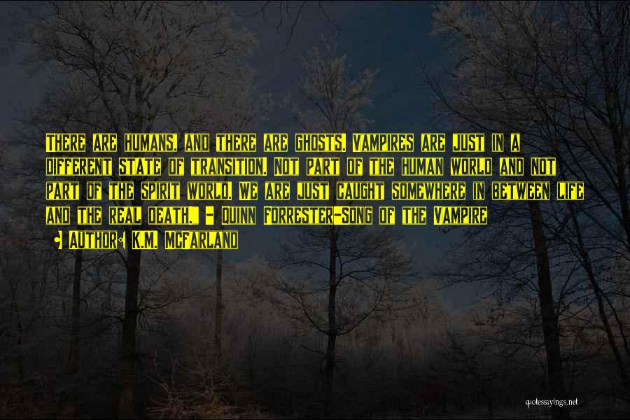 K.M. McFarland Quotes: There Are Humans, And There Are Ghosts. Vampires Are Just In A Different State Of Transition. Not Part Of The