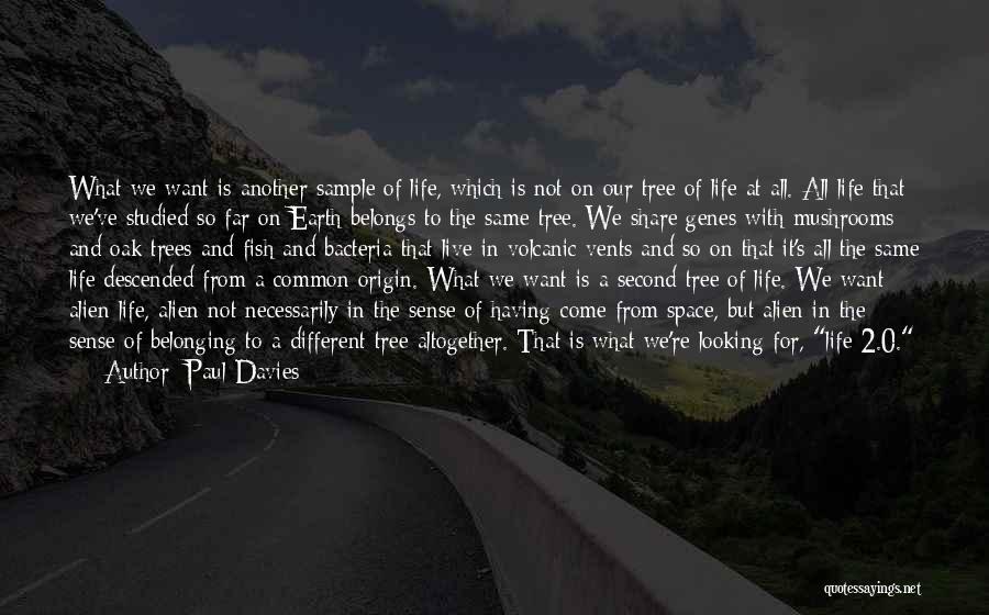 Paul Davies Quotes: What We Want Is Another Sample Of Life, Which Is Not On Our Tree Of Life At All. All Life