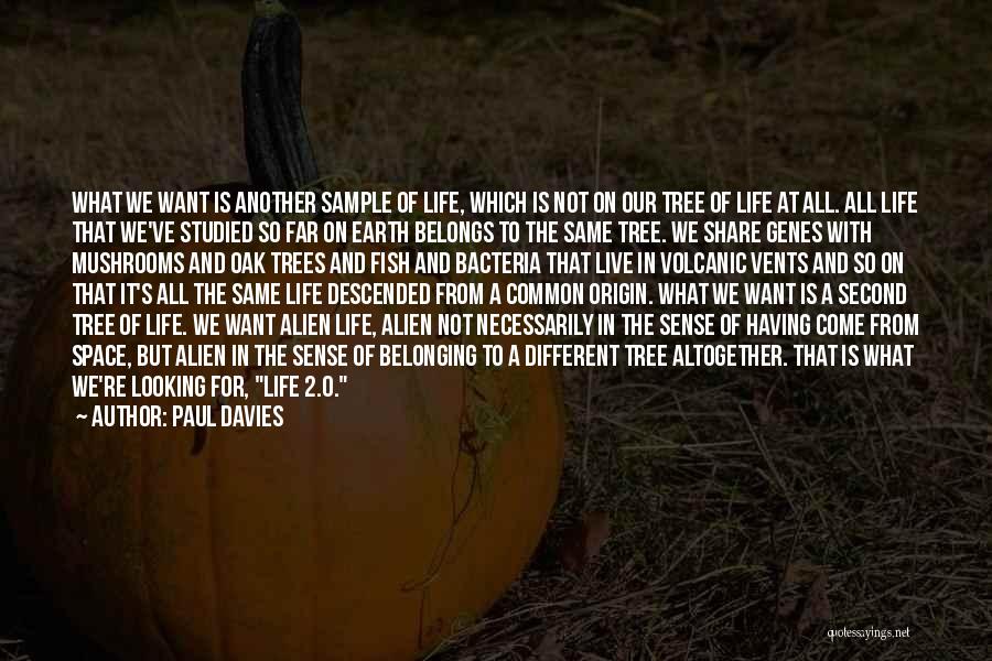Paul Davies Quotes: What We Want Is Another Sample Of Life, Which Is Not On Our Tree Of Life At All. All Life