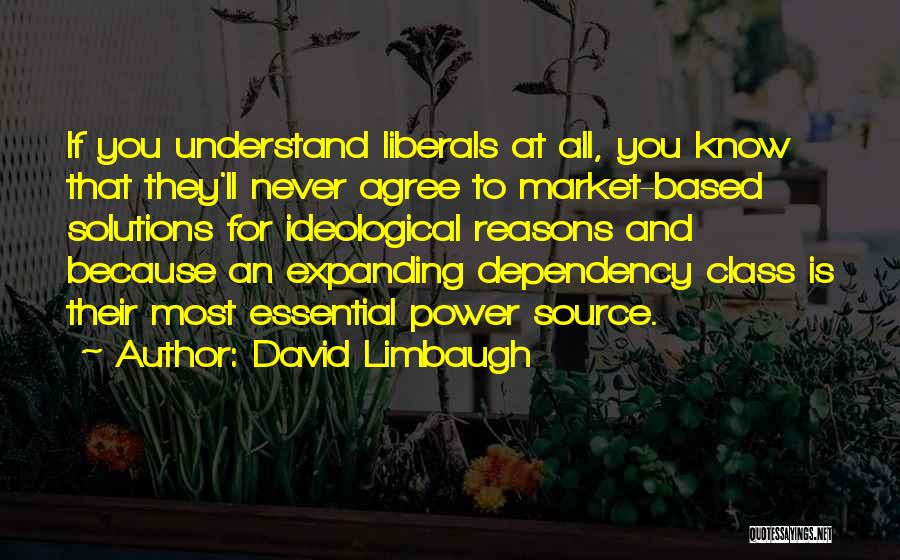 David Limbaugh Quotes: If You Understand Liberals At All, You Know That They'll Never Agree To Market-based Solutions For Ideological Reasons And Because