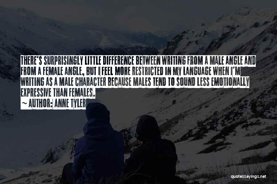 Anne Tyler Quotes: There's Surprisingly Little Difference Between Writing From A Male Angle And From A Female Angle, But I Feel More Restricted