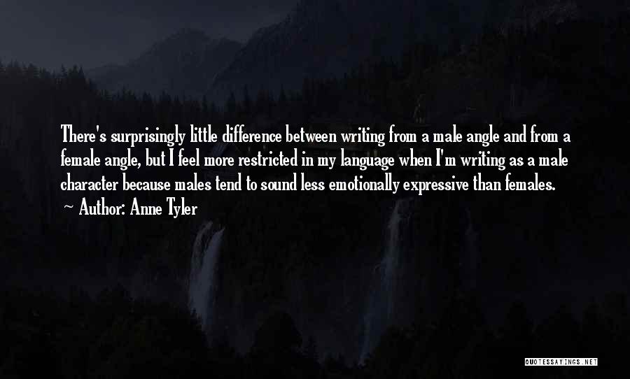 Anne Tyler Quotes: There's Surprisingly Little Difference Between Writing From A Male Angle And From A Female Angle, But I Feel More Restricted