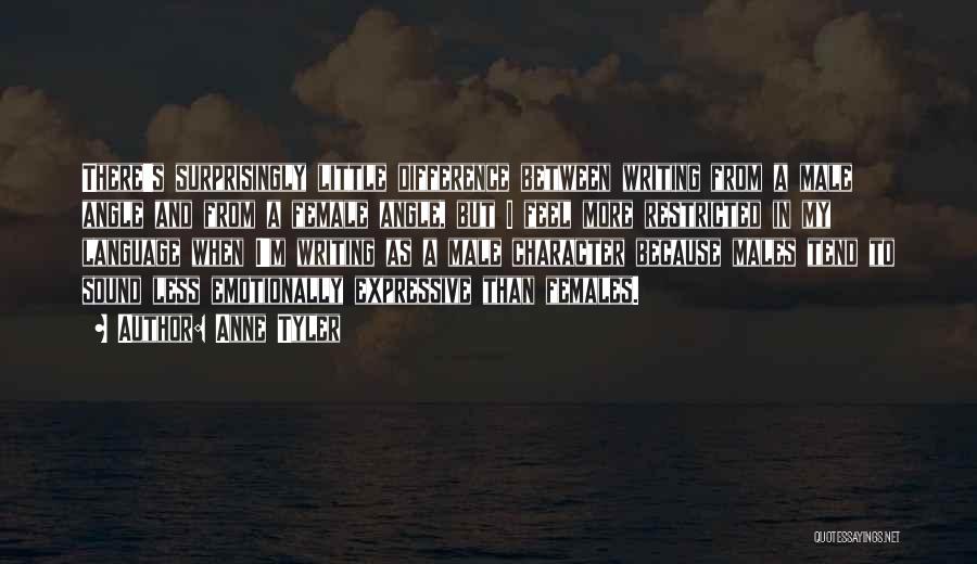 Anne Tyler Quotes: There's Surprisingly Little Difference Between Writing From A Male Angle And From A Female Angle, But I Feel More Restricted