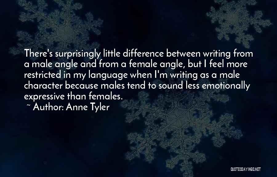 Anne Tyler Quotes: There's Surprisingly Little Difference Between Writing From A Male Angle And From A Female Angle, But I Feel More Restricted