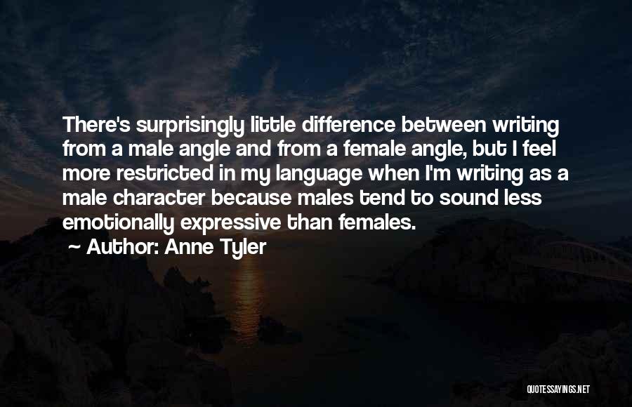 Anne Tyler Quotes: There's Surprisingly Little Difference Between Writing From A Male Angle And From A Female Angle, But I Feel More Restricted