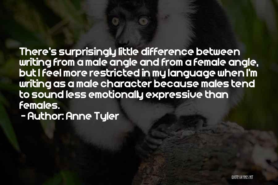 Anne Tyler Quotes: There's Surprisingly Little Difference Between Writing From A Male Angle And From A Female Angle, But I Feel More Restricted