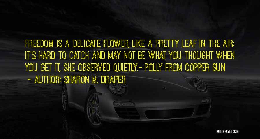 Sharon M. Draper Quotes: Freedom Is A Delicate Flower, Like A Pretty Leaf In The Air: It's Hard To Catch And May Not Be