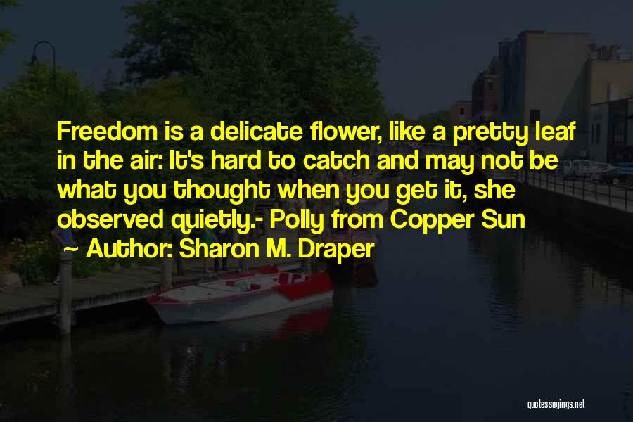 Sharon M. Draper Quotes: Freedom Is A Delicate Flower, Like A Pretty Leaf In The Air: It's Hard To Catch And May Not Be