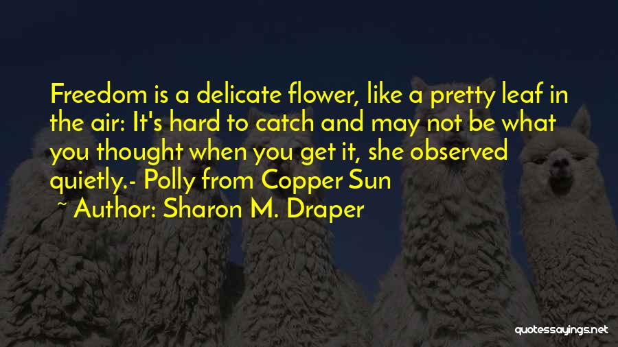 Sharon M. Draper Quotes: Freedom Is A Delicate Flower, Like A Pretty Leaf In The Air: It's Hard To Catch And May Not Be