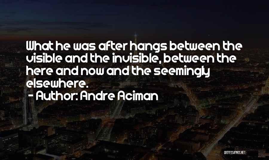 Andre Aciman Quotes: What He Was After Hangs Between The Visible And The Invisible, Between The Here And Now And The Seemingly Elsewhere.