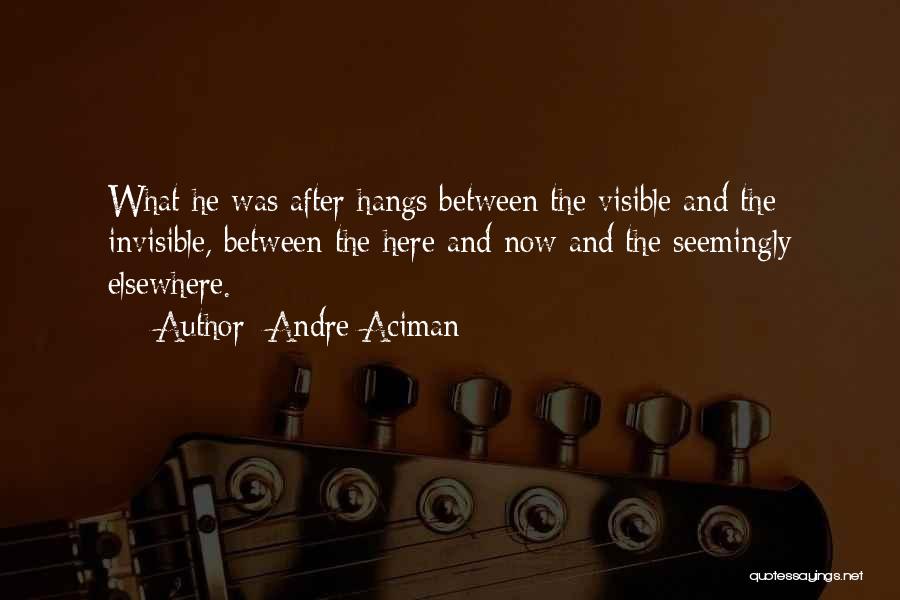 Andre Aciman Quotes: What He Was After Hangs Between The Visible And The Invisible, Between The Here And Now And The Seemingly Elsewhere.