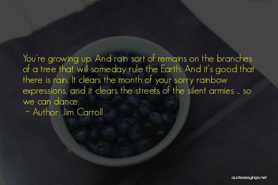 Jim Carroll Quotes: You're Growing Up. And Rain Sort Of Remains On The Branches Of A Tree That Will Someday Rule The Earth.