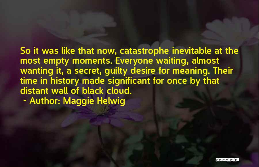 Maggie Helwig Quotes: So It Was Like That Now, Catastrophe Inevitable At The Most Empty Moments. Everyone Waiting, Almost Wanting It, A Secret,