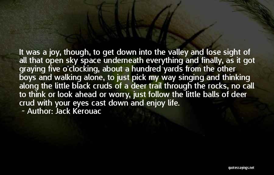 Jack Kerouac Quotes: It Was A Joy, Though, To Get Down Into The Valley And Lose Sight Of All That Open Sky Space