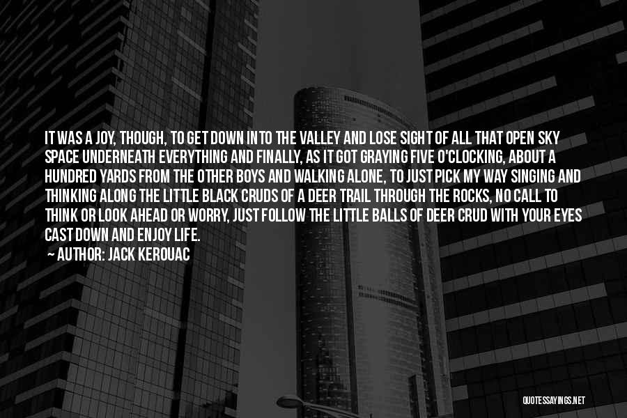 Jack Kerouac Quotes: It Was A Joy, Though, To Get Down Into The Valley And Lose Sight Of All That Open Sky Space