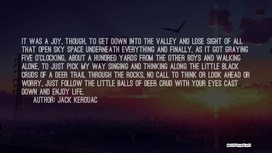 Jack Kerouac Quotes: It Was A Joy, Though, To Get Down Into The Valley And Lose Sight Of All That Open Sky Space