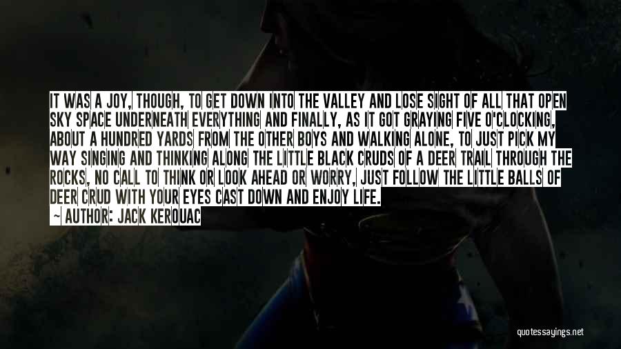 Jack Kerouac Quotes: It Was A Joy, Though, To Get Down Into The Valley And Lose Sight Of All That Open Sky Space