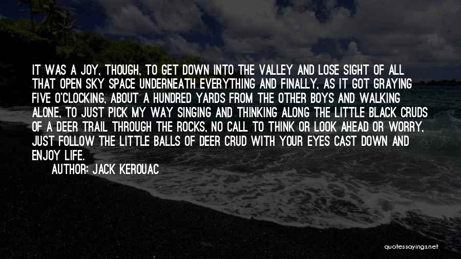 Jack Kerouac Quotes: It Was A Joy, Though, To Get Down Into The Valley And Lose Sight Of All That Open Sky Space