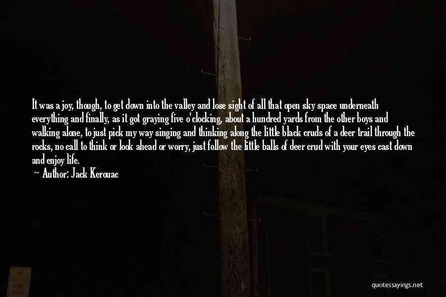 Jack Kerouac Quotes: It Was A Joy, Though, To Get Down Into The Valley And Lose Sight Of All That Open Sky Space