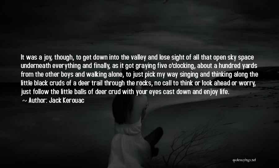 Jack Kerouac Quotes: It Was A Joy, Though, To Get Down Into The Valley And Lose Sight Of All That Open Sky Space