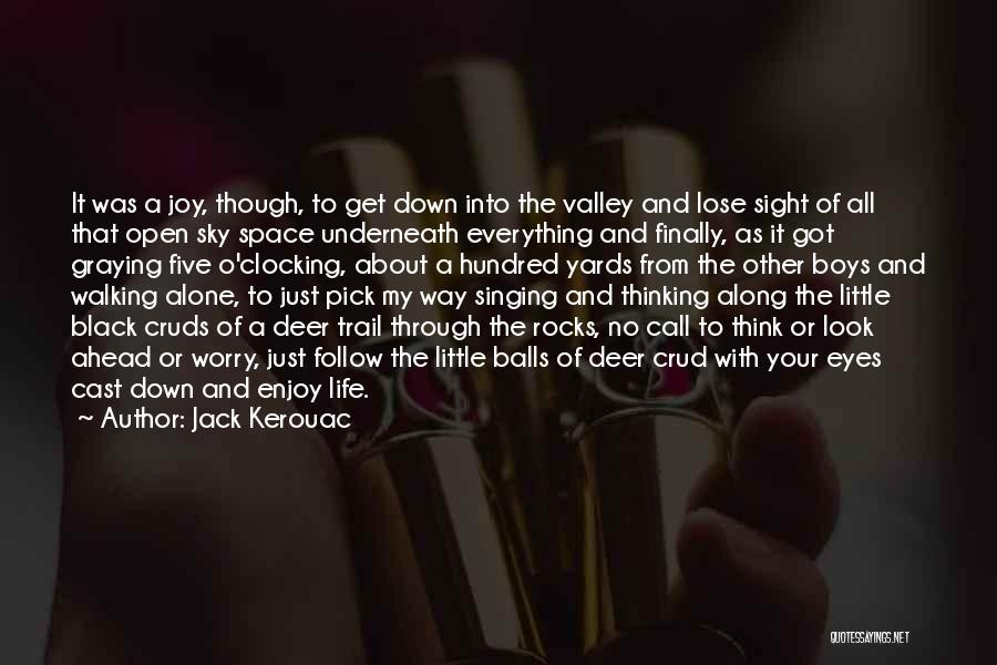 Jack Kerouac Quotes: It Was A Joy, Though, To Get Down Into The Valley And Lose Sight Of All That Open Sky Space