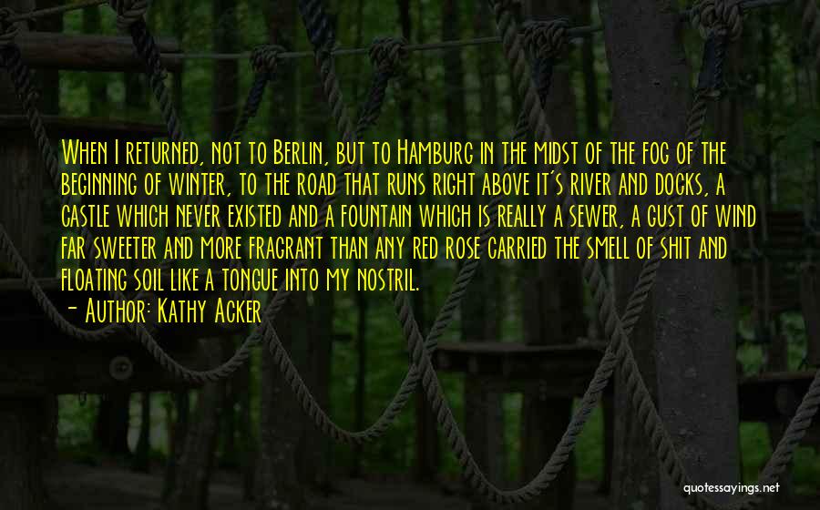 Kathy Acker Quotes: When I Returned, Not To Berlin, But To Hamburg In The Midst Of The Fog Of The Beginning Of Winter,