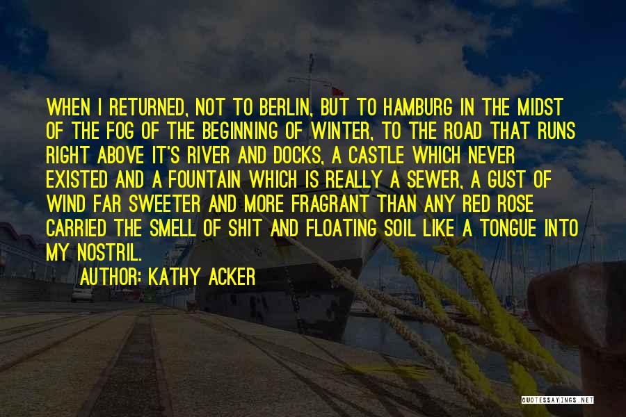 Kathy Acker Quotes: When I Returned, Not To Berlin, But To Hamburg In The Midst Of The Fog Of The Beginning Of Winter,