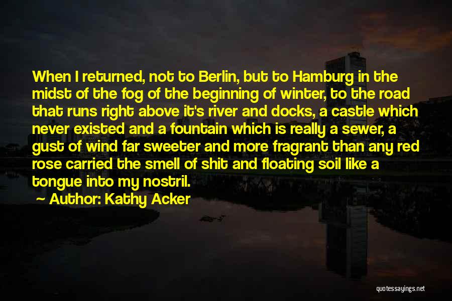 Kathy Acker Quotes: When I Returned, Not To Berlin, But To Hamburg In The Midst Of The Fog Of The Beginning Of Winter,