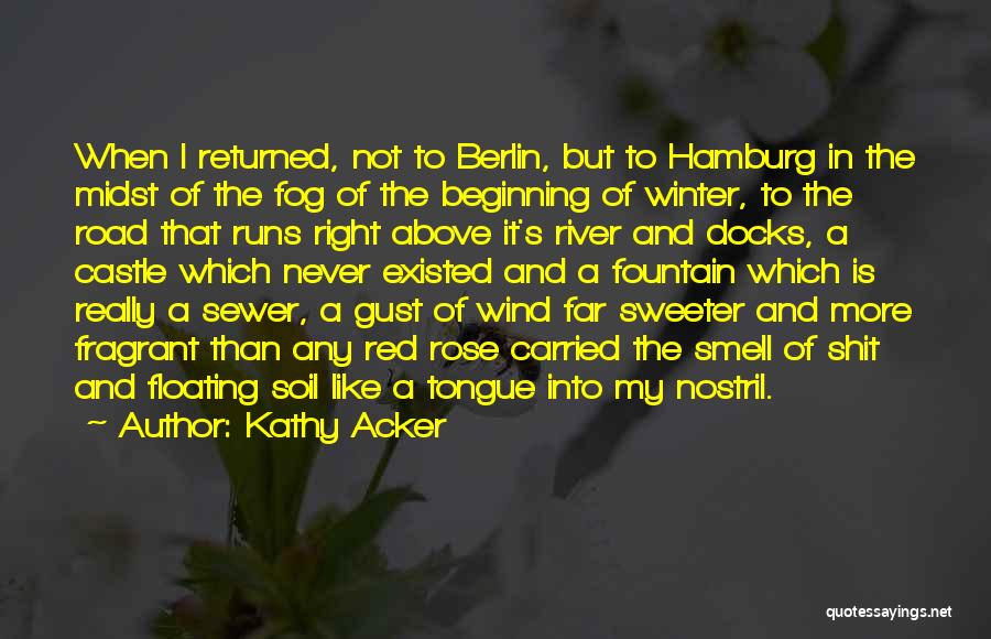 Kathy Acker Quotes: When I Returned, Not To Berlin, But To Hamburg In The Midst Of The Fog Of The Beginning Of Winter,