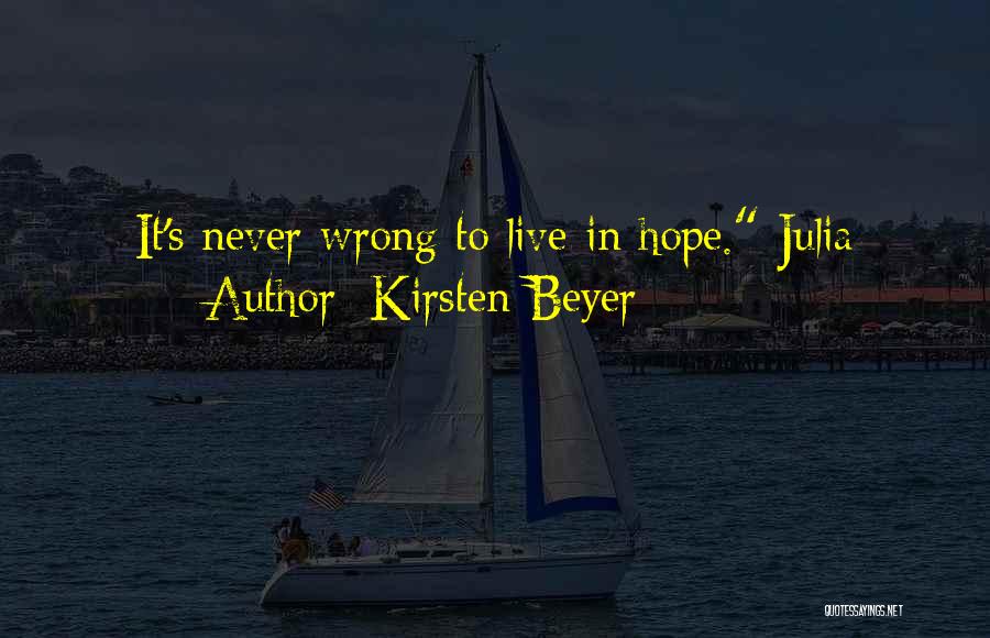 Kirsten Beyer Quotes: It's Never Wrong To Live In Hope. Julia