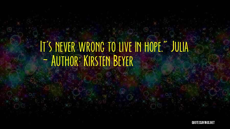 Kirsten Beyer Quotes: It's Never Wrong To Live In Hope. Julia