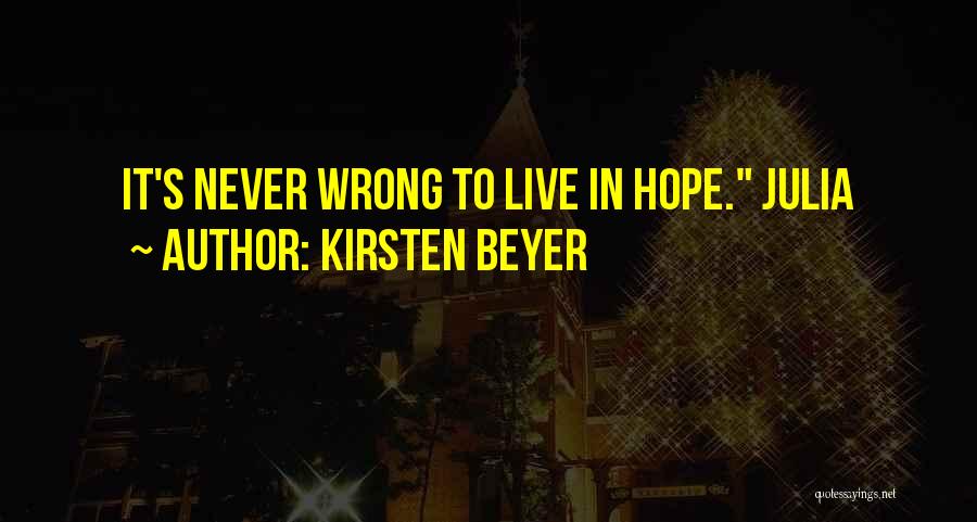 Kirsten Beyer Quotes: It's Never Wrong To Live In Hope. Julia
