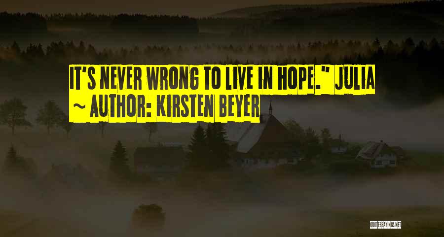 Kirsten Beyer Quotes: It's Never Wrong To Live In Hope. Julia