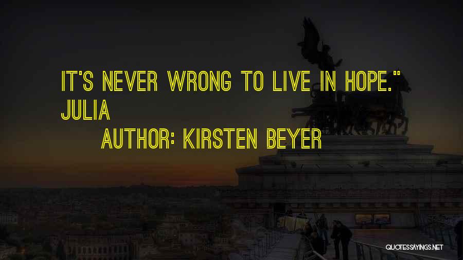 Kirsten Beyer Quotes: It's Never Wrong To Live In Hope. Julia