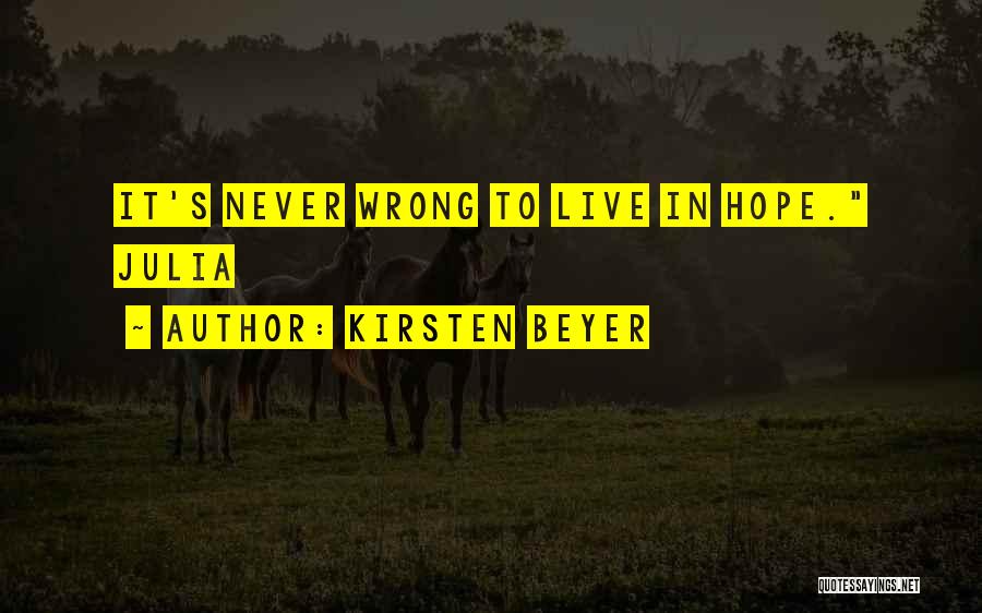 Kirsten Beyer Quotes: It's Never Wrong To Live In Hope. Julia