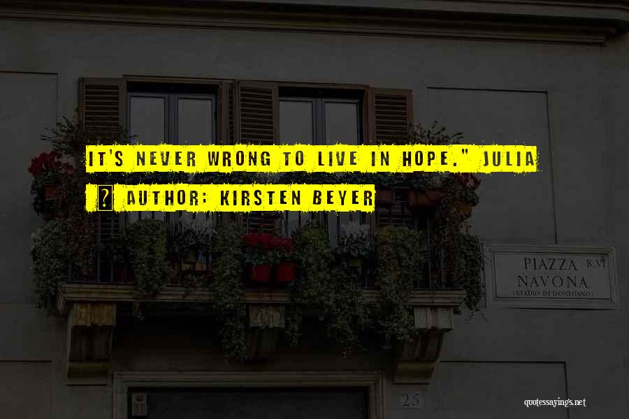 Kirsten Beyer Quotes: It's Never Wrong To Live In Hope. Julia