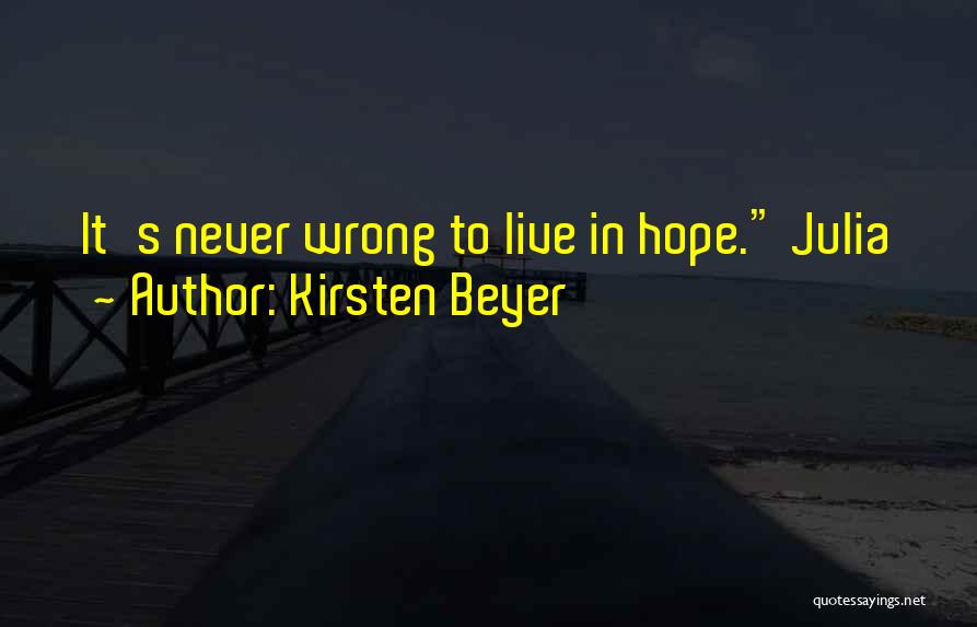 Kirsten Beyer Quotes: It's Never Wrong To Live In Hope. Julia