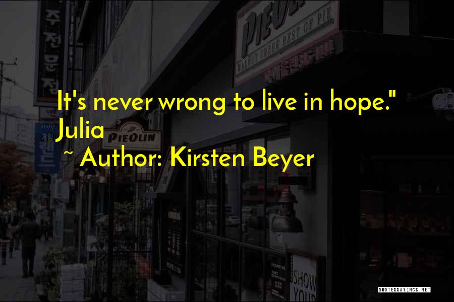 Kirsten Beyer Quotes: It's Never Wrong To Live In Hope. Julia