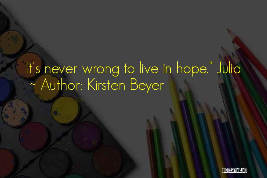 Kirsten Beyer Quotes: It's Never Wrong To Live In Hope. Julia