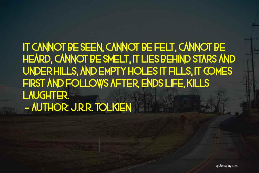 J.R.R. Tolkien Quotes: It Cannot Be Seen, Cannot Be Felt, Cannot Be Heard, Cannot Be Smelt, It Lies Behind Stars And Under Hills,
