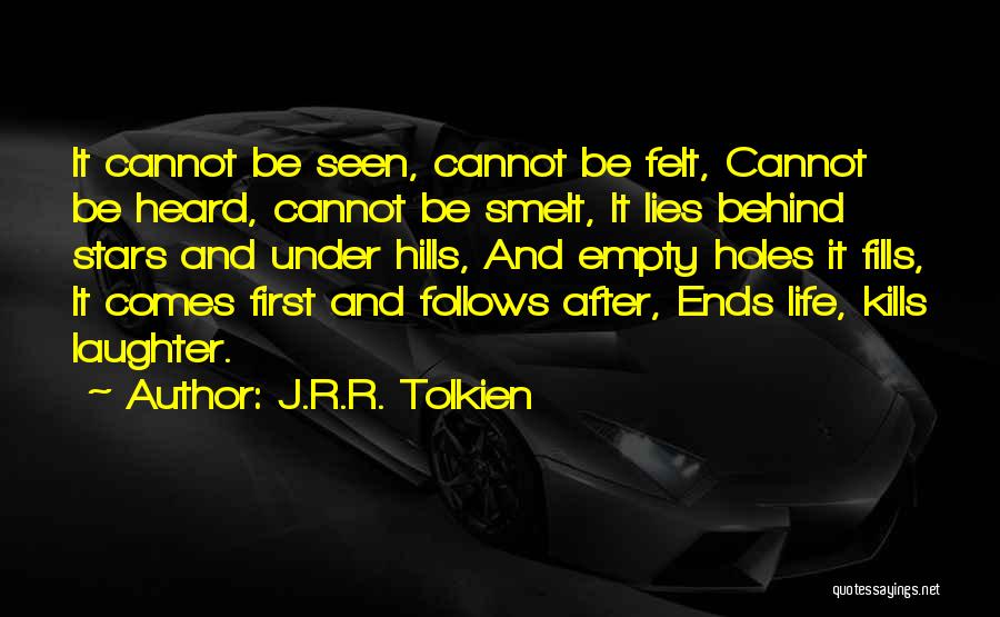 J.R.R. Tolkien Quotes: It Cannot Be Seen, Cannot Be Felt, Cannot Be Heard, Cannot Be Smelt, It Lies Behind Stars And Under Hills,