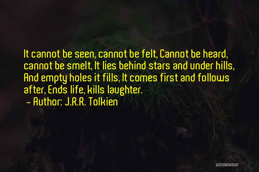 J.R.R. Tolkien Quotes: It Cannot Be Seen, Cannot Be Felt, Cannot Be Heard, Cannot Be Smelt, It Lies Behind Stars And Under Hills,