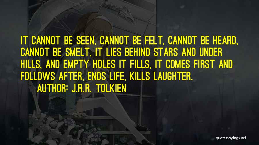 J.R.R. Tolkien Quotes: It Cannot Be Seen, Cannot Be Felt, Cannot Be Heard, Cannot Be Smelt, It Lies Behind Stars And Under Hills,